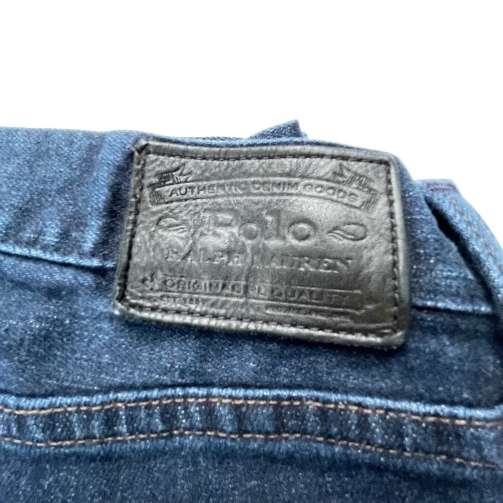 Polo Ralph Lauren Mens 36/32 Varick Slim Straight Jeans Dark Indigo Blue Stretch